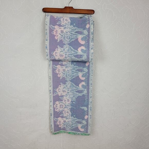 Easter Table Runner Green Pink Hand Knit Cotton Bunny Rabbit Eggs Tulips Spring - Picture 5 of 9